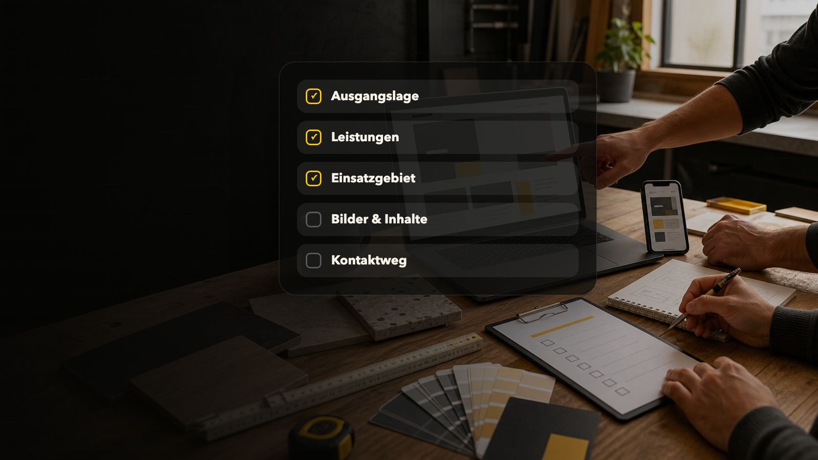 Projektbogen-Grafik für einen klaren Website-Start